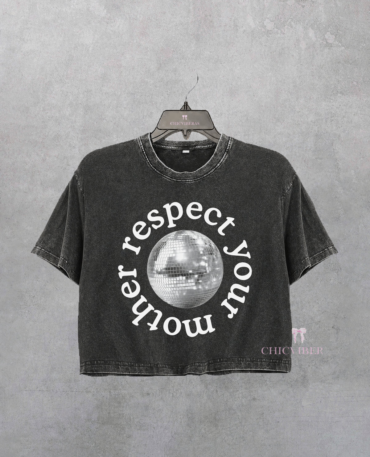 Disco Ball Respect Your Mother Crop Shirt
