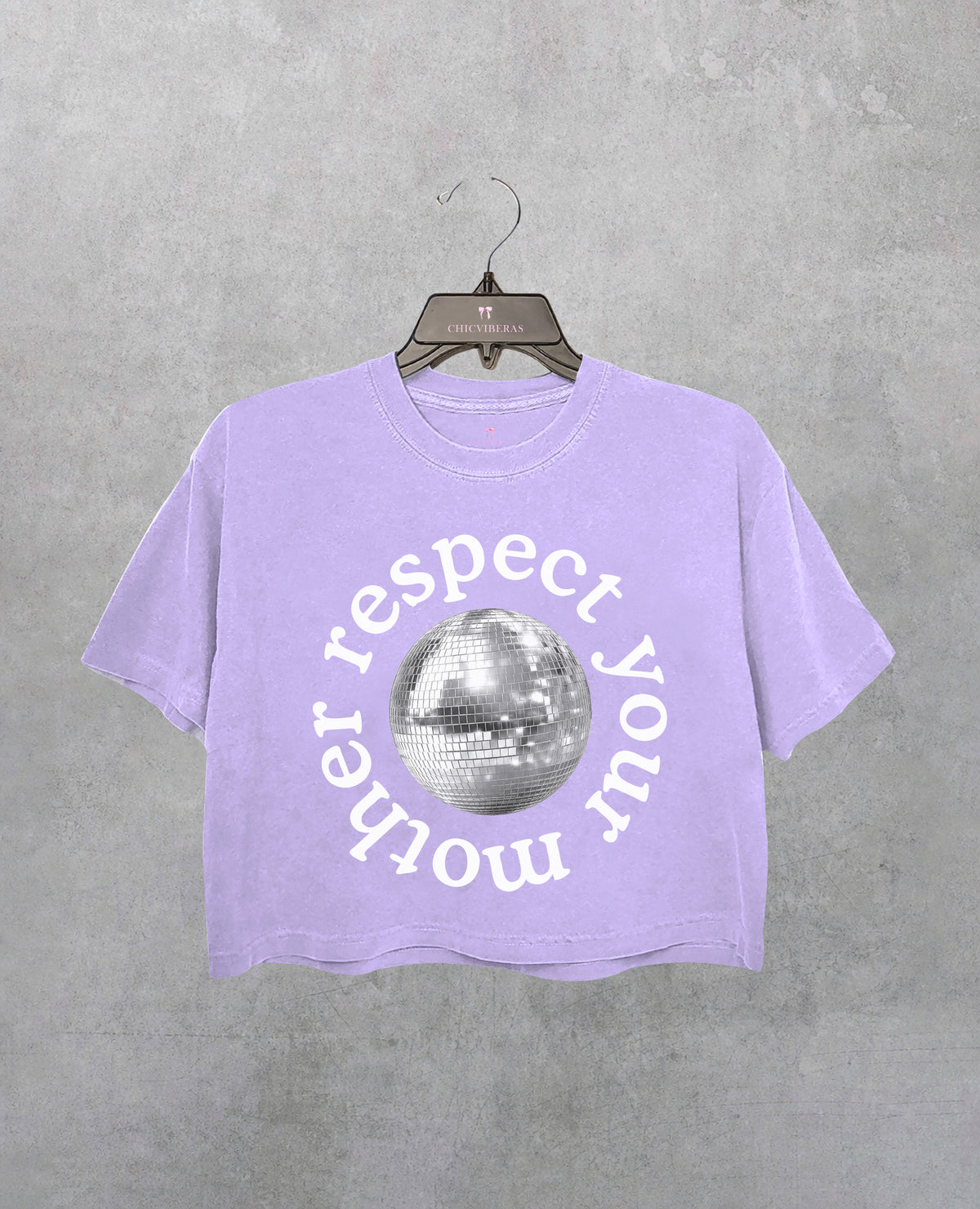Disco Ball Respect Your Mother Crop Shirt