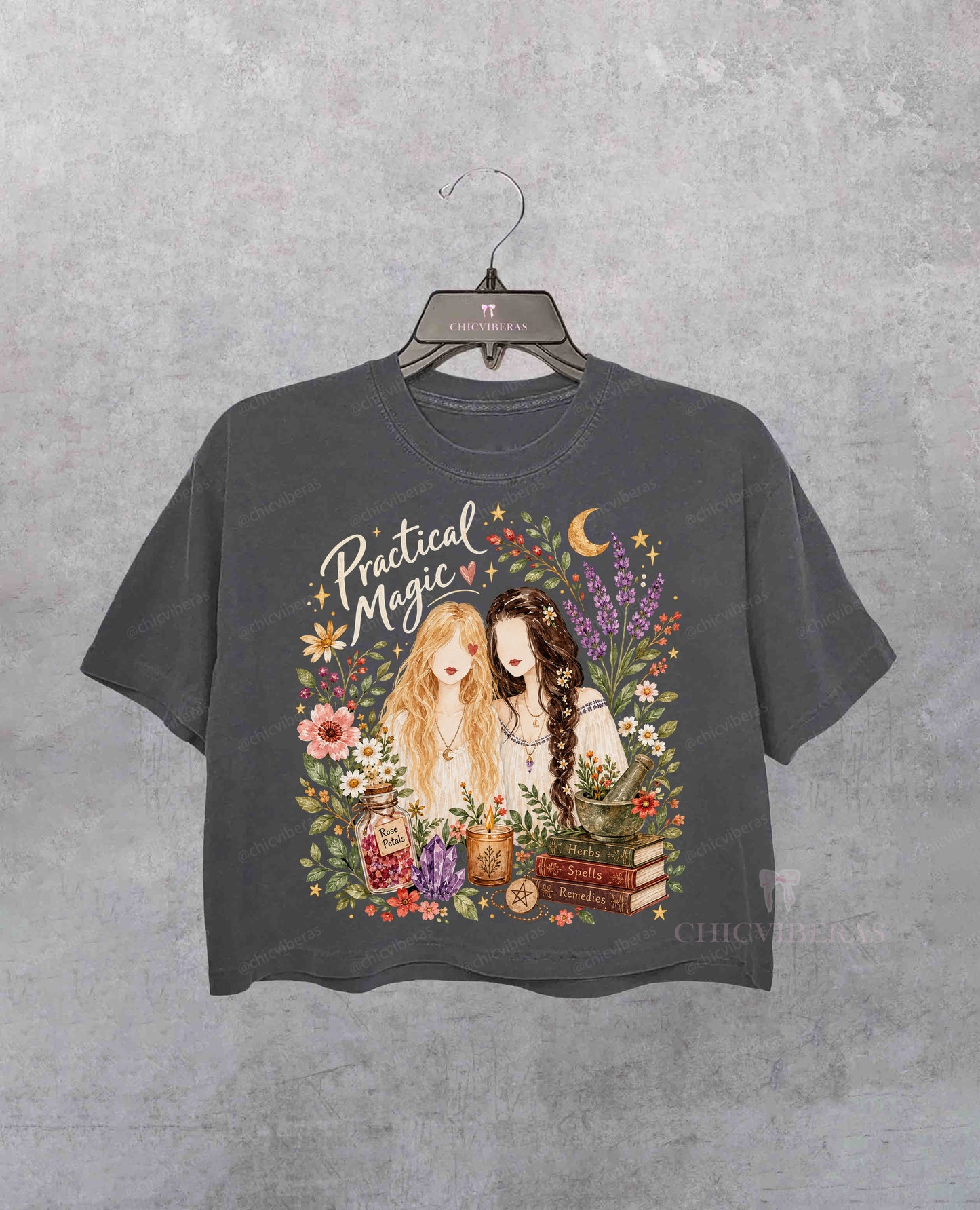 Practical Magic Watercolor Owens Sisters Halloween Crop Shirt