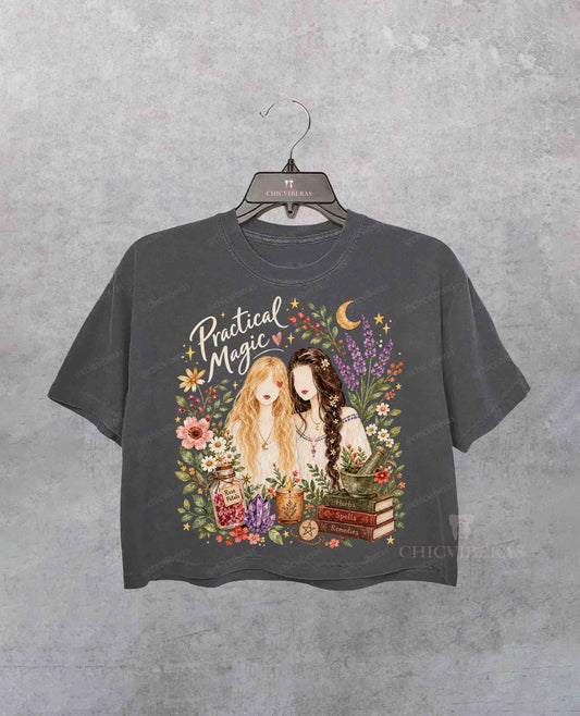 Practical Magic Watercolor Owens Sisters Halloween Crop Shirt