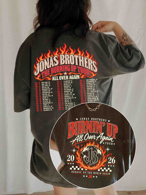 Jonas Brothers Burnin’ Up All Over Again 2 Sides Tee