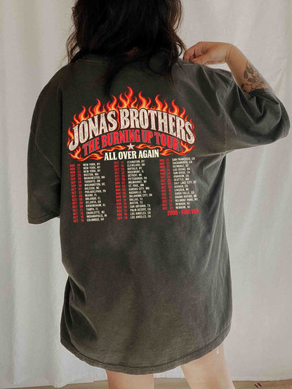 Jonas Brothers Burnin’ Up All Over Again 2 Sides Tee