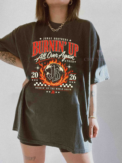 Jonas Brothers Burnin’ Up All Over Again 2 Sides Tee