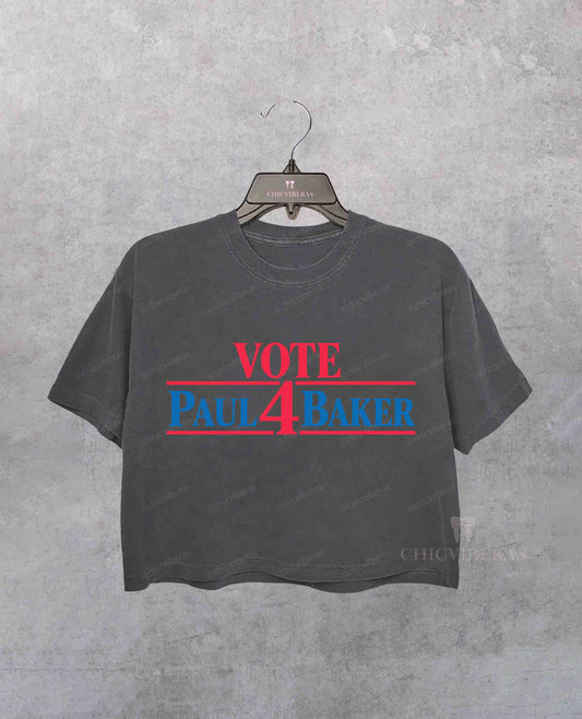 Vote Paul 4 Baker Adults TV Show Crop Shirt