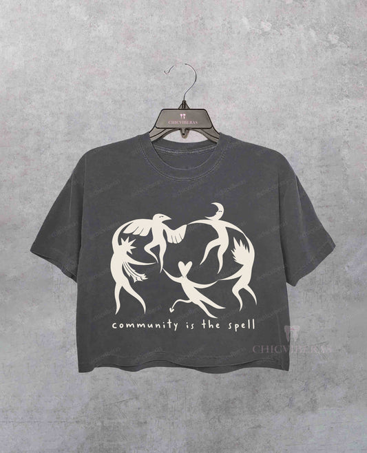 Community Is the Spell Crop Shirt - Deep Gray