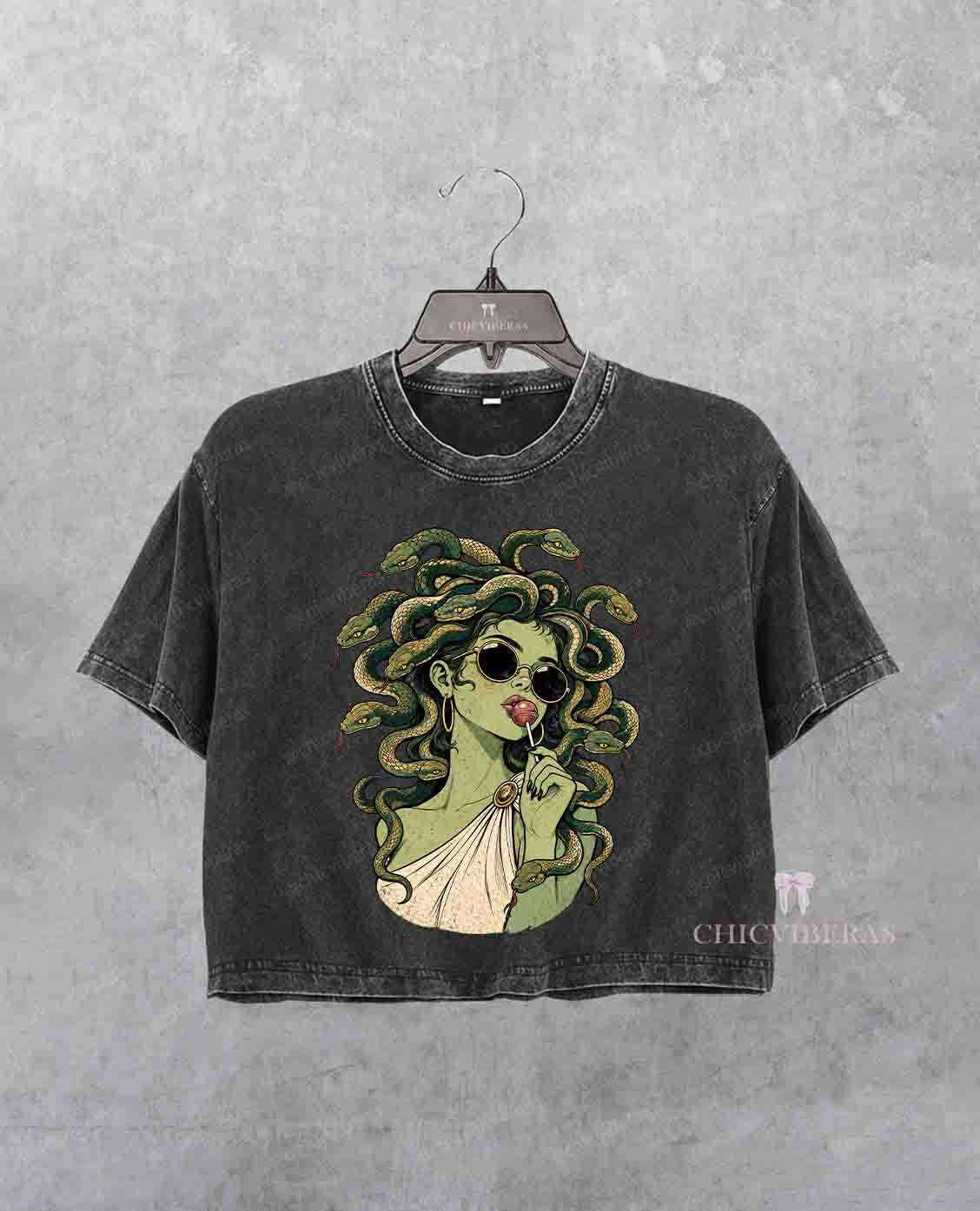 Medusa Lollipop Retro Halloween Crop Shirt