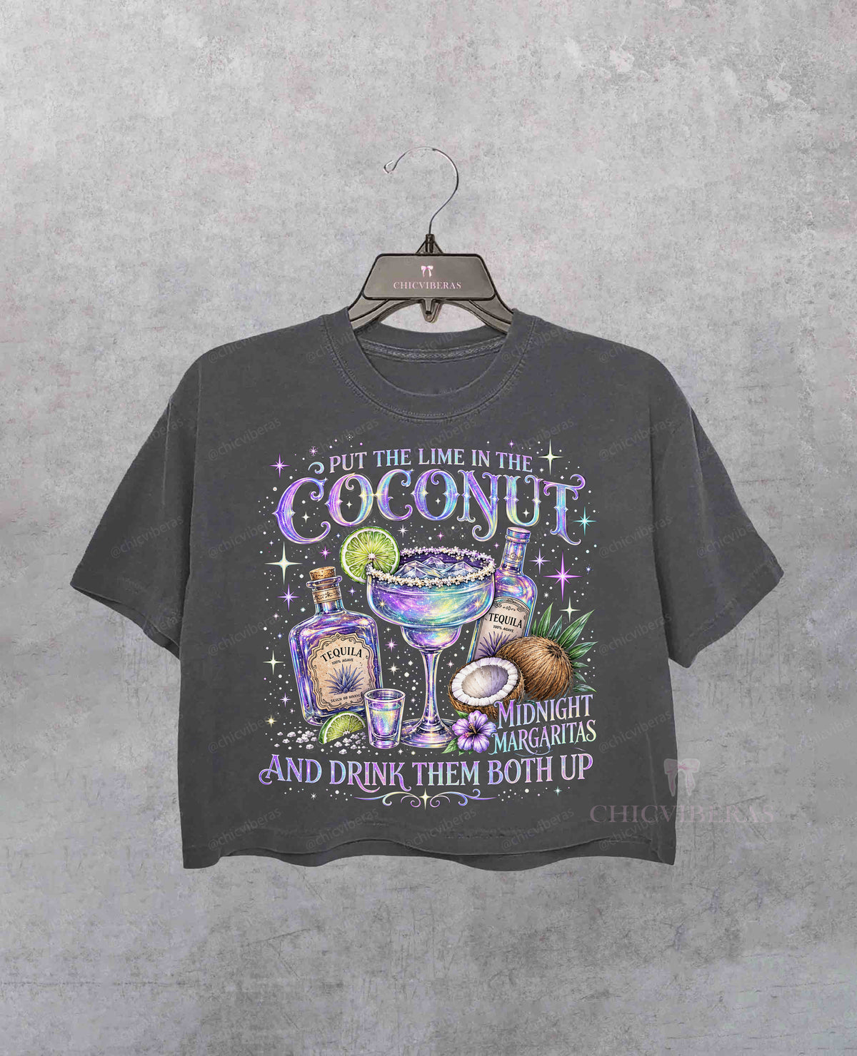 Midnight Margaritas Put the Lime in the Coconut Crop Shirt - Deep Gray