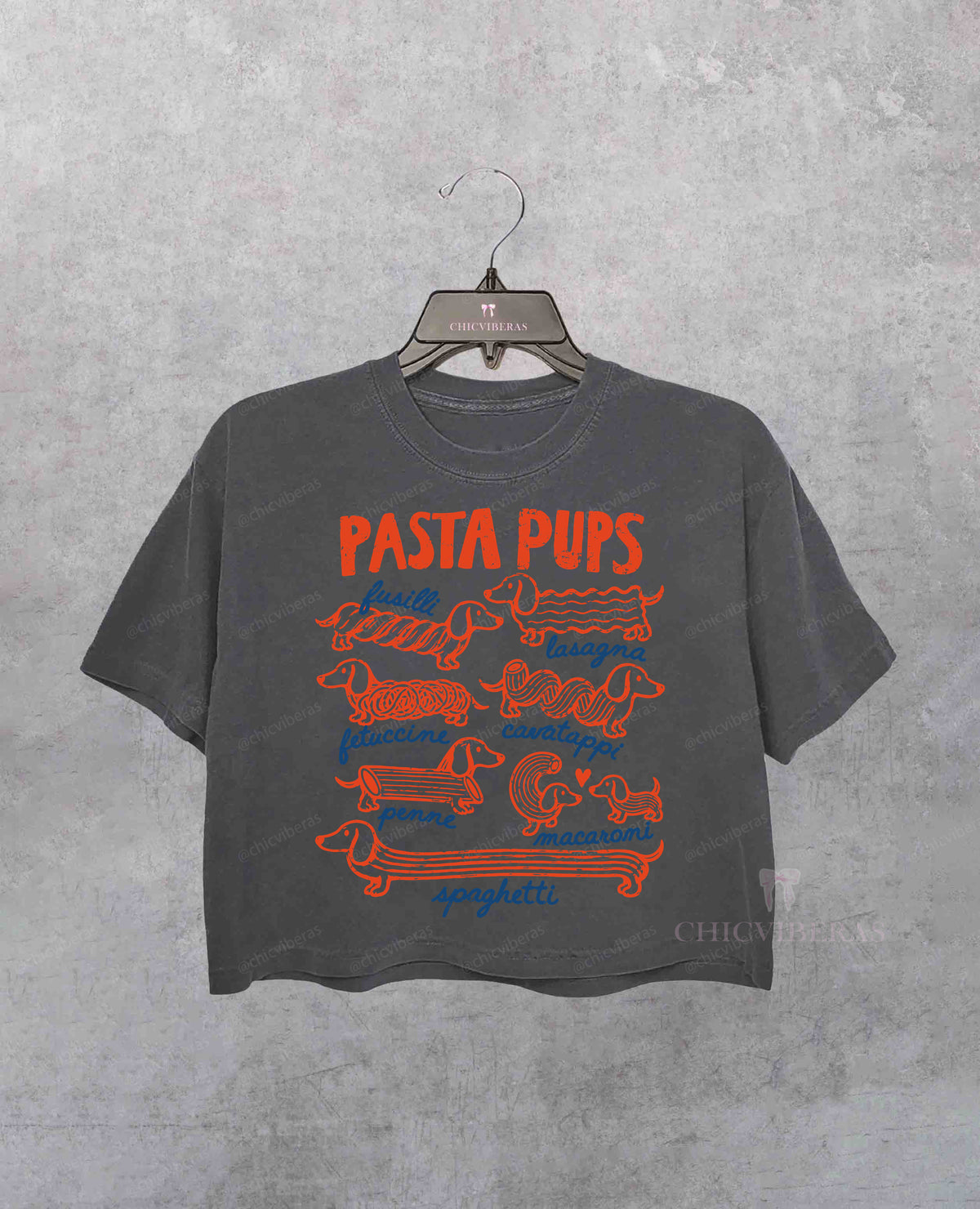 Pasta Pups Funny Dachshund Spagetti Crop Shirt
