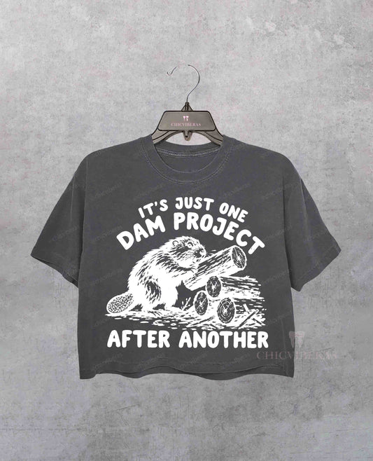 One Dam Project After Another Beaver Crop Shirt
