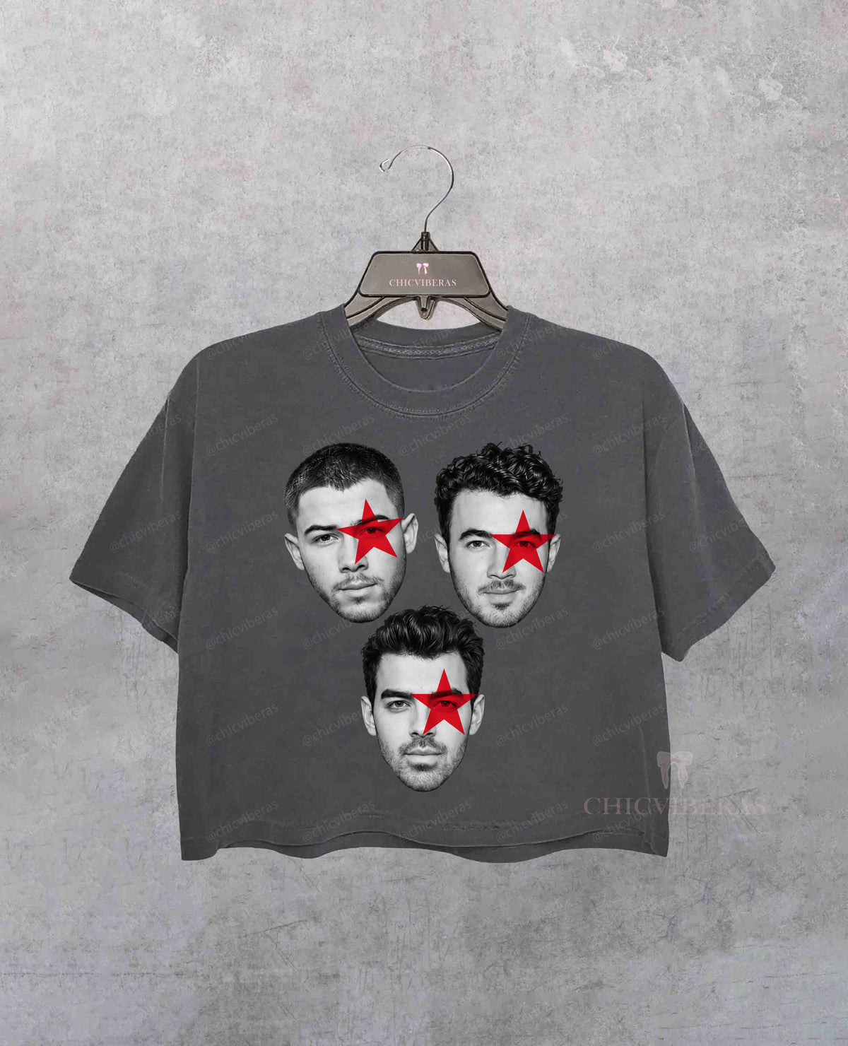 Jonas Brothers Red Star Portrait Crop Shirt