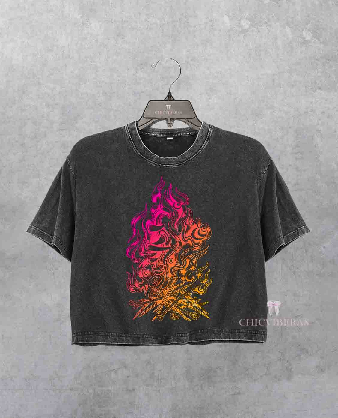 Calcifer Campfire Graphic Crop Shirt