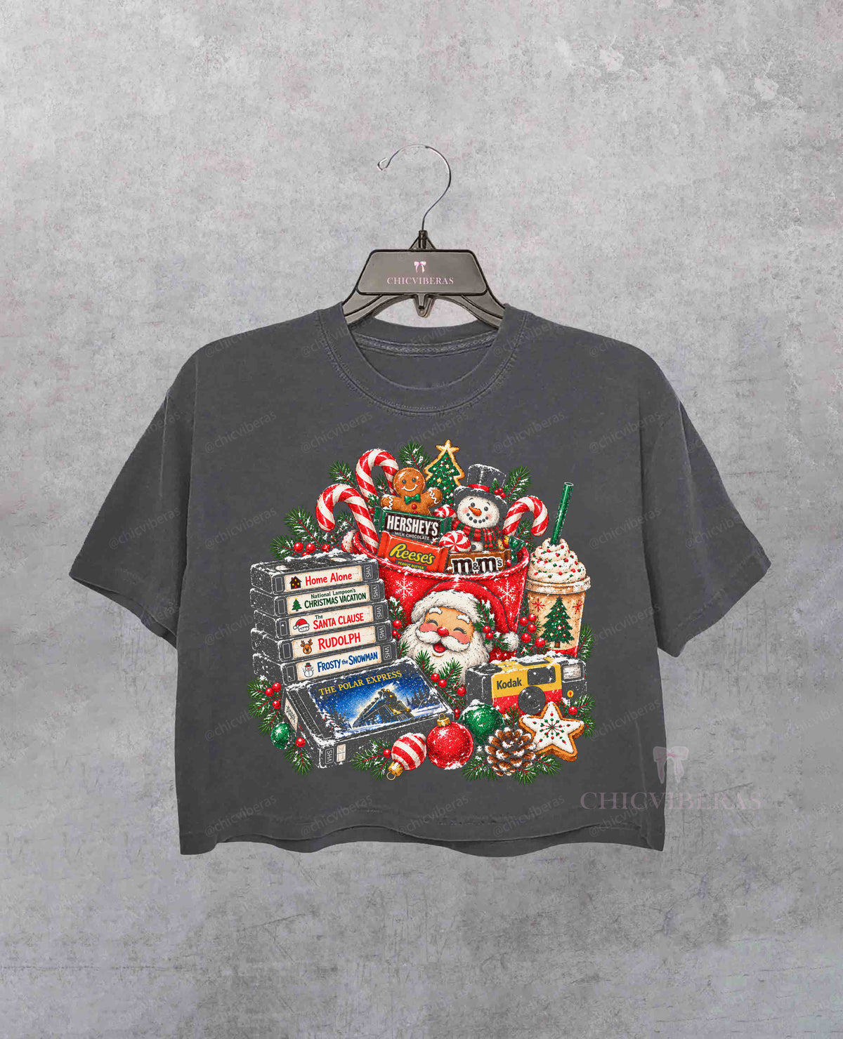 Christmas Movie Night Collage Crop Shirt