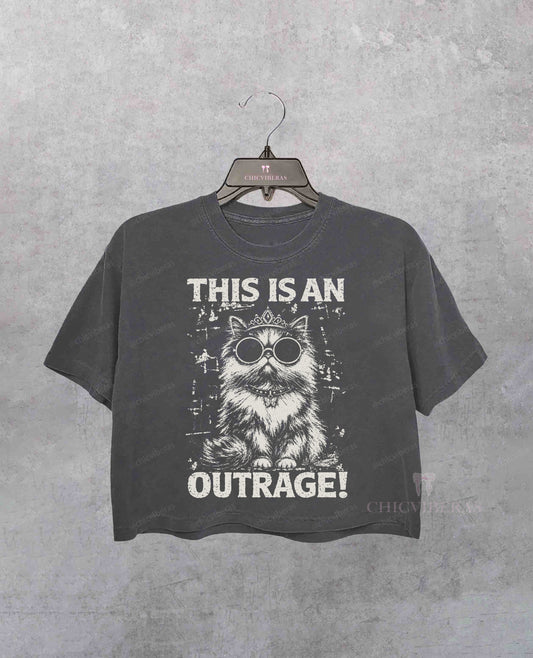 This Is an Outrage Cat Crop Shirt