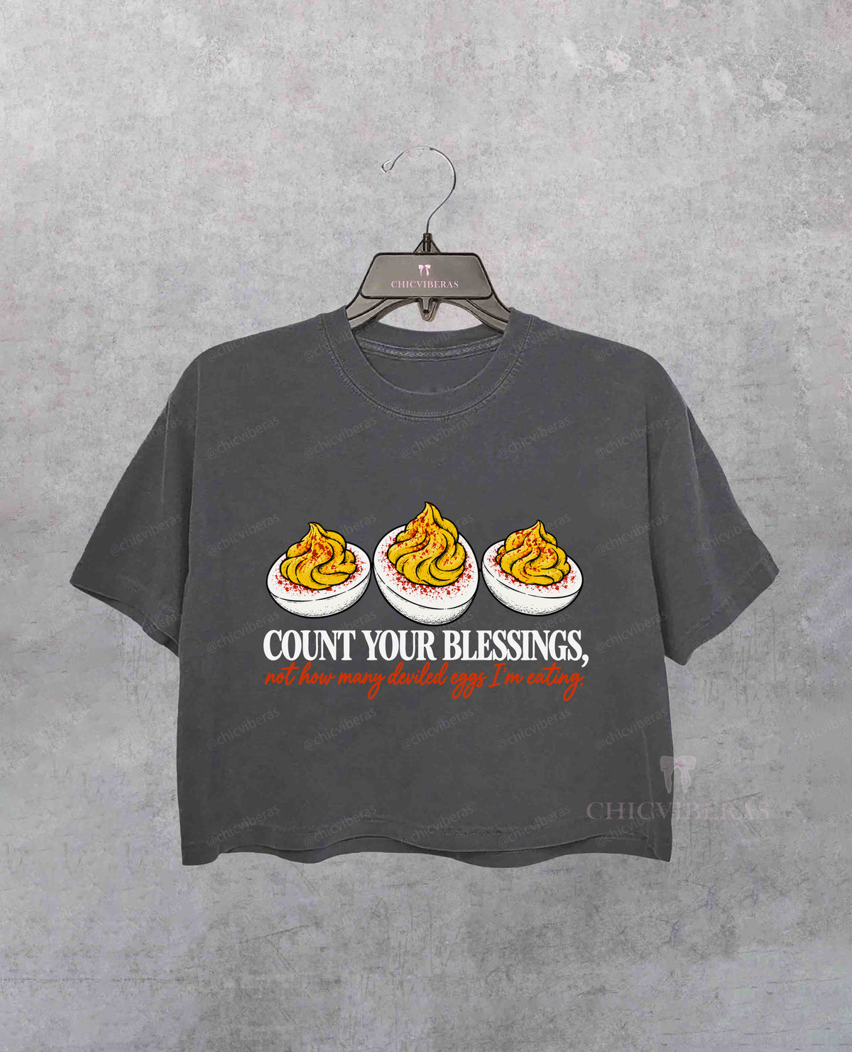 Count Your Blessings Not How Many Deviled Eggs I'm Eating Crop Shirt