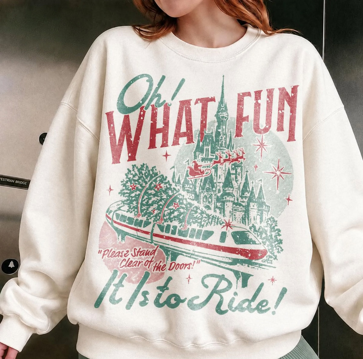 Oh What Fun It Is to Ride Christmas Castle Crewneck
