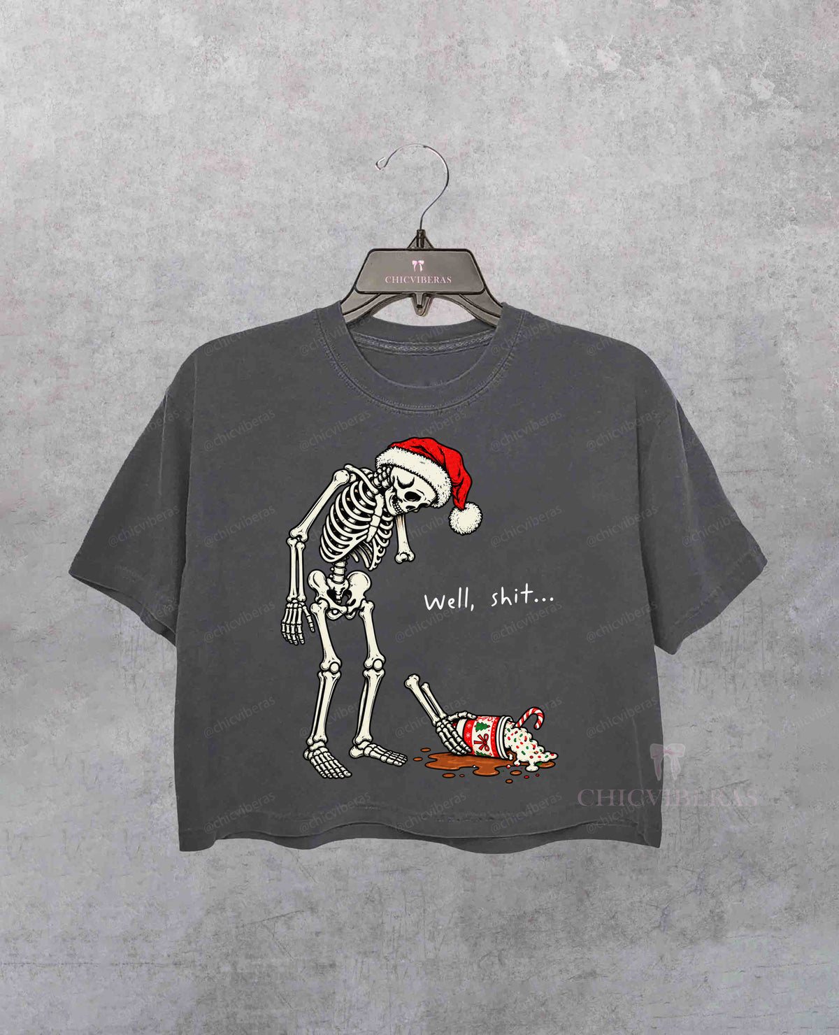Well Shit Christmas Skeleton Crop Shirt