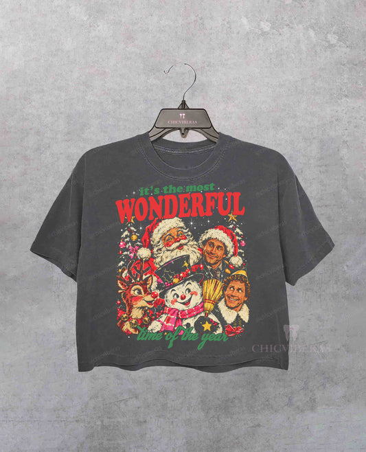 It's the Most Wonderful Time of the Year Christmas Collage Crop Shirt