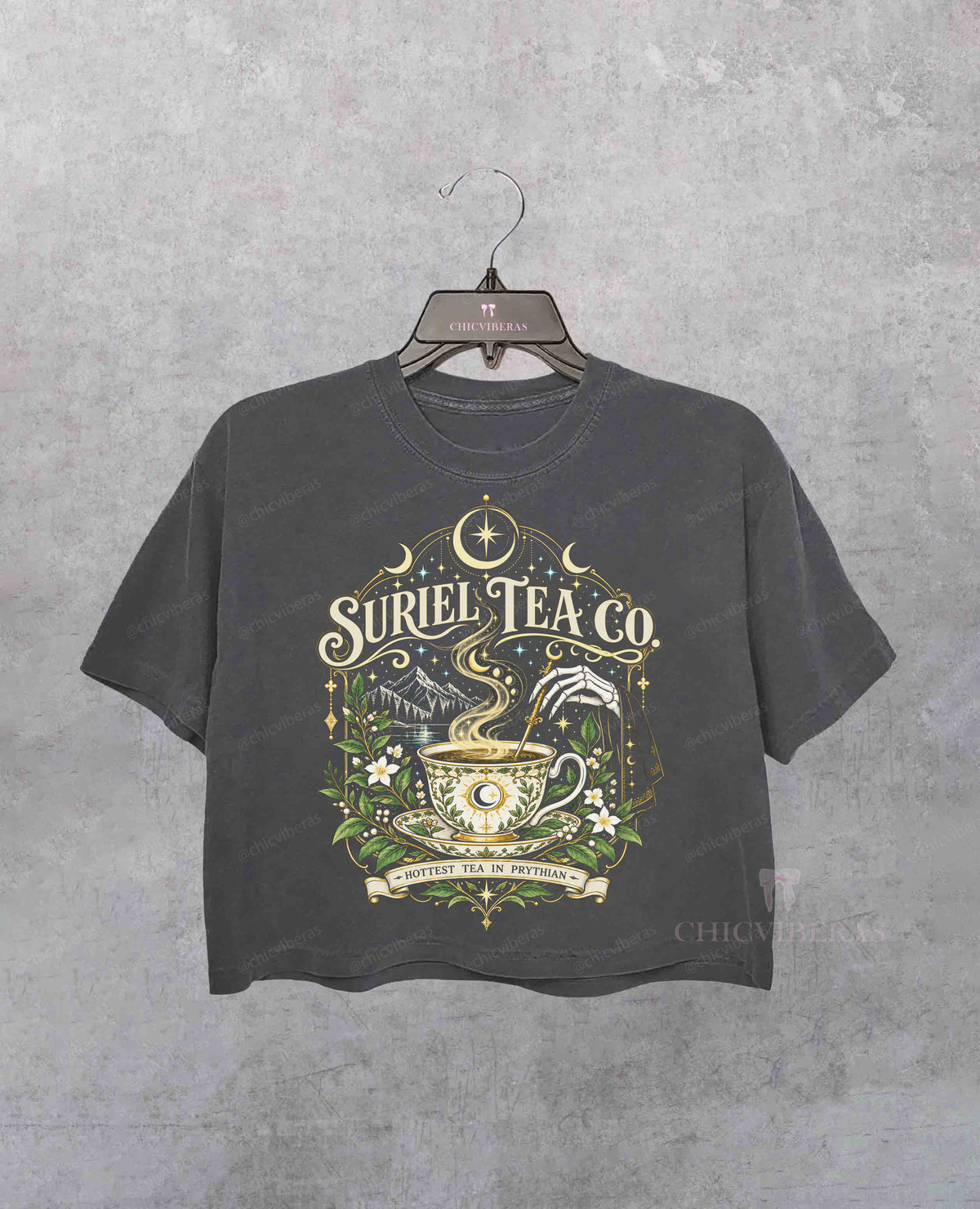 Suriel Tea Co Hottest Tea in Prythian Floral Crop Shirt