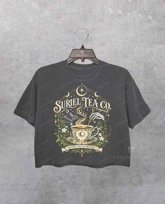 Suriel Tea Co Hottest Tea in Prythian Floral Crop Shirt