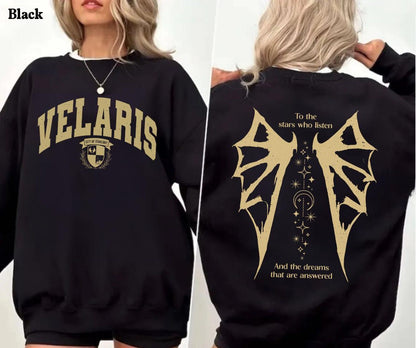 Velaris City of Starlight To the Stars Who Listen Crewneck Black