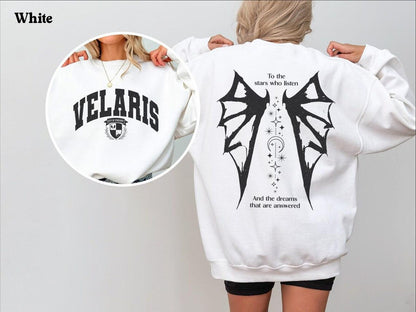 Velaris City of Starlight To the Stars Who Listen Crewneck White