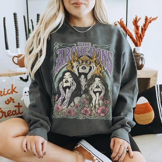 The Archerons Floral Sisters Crewneck Deep Gray