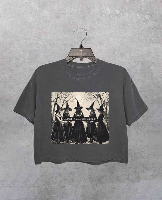 Witchy Vibes Girls Will Be Girls Crop Shirt