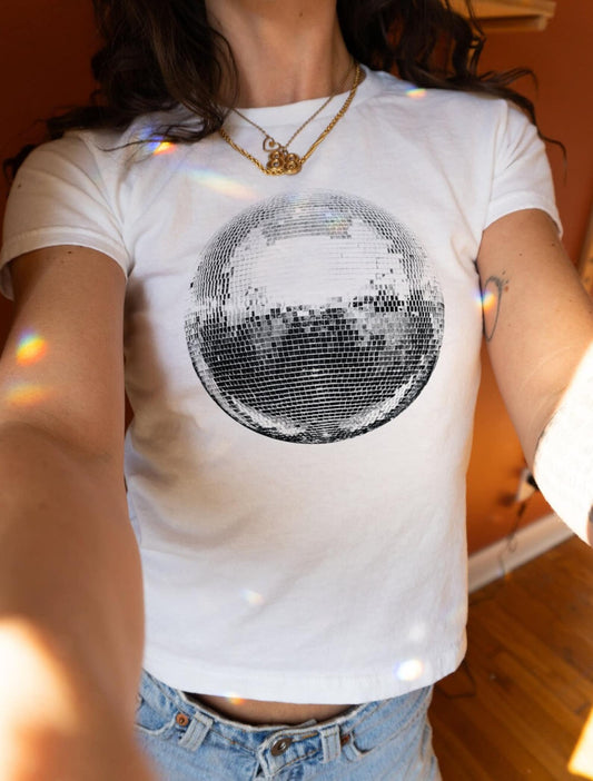 Disco Ball 90s y2k Baby Tee