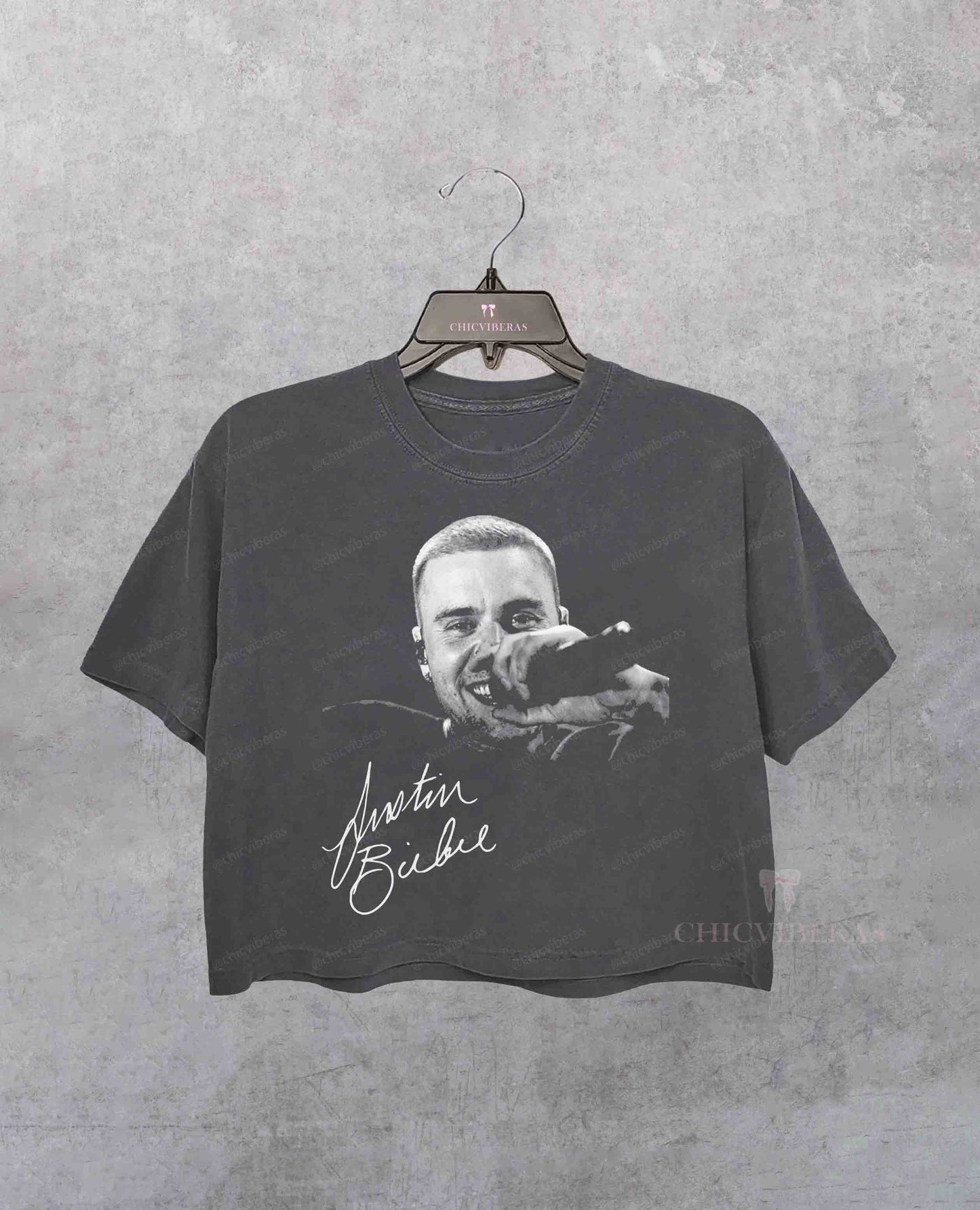 Justin Bieber Retro Music Crop Shirt