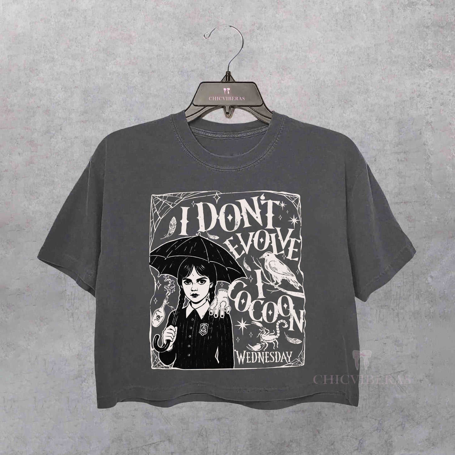 I Don’t Evolve I Cocoon Dark Academia Crop Shirt