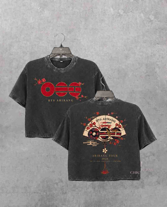 BTS Arirang Korean Folding Fan Crop Shirt