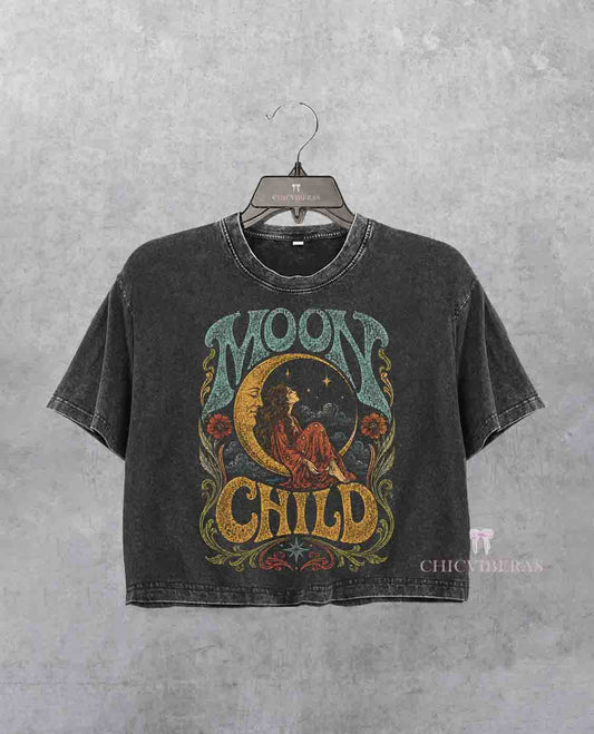 Moon Child Celestial Celestial Boho Crop Shirt