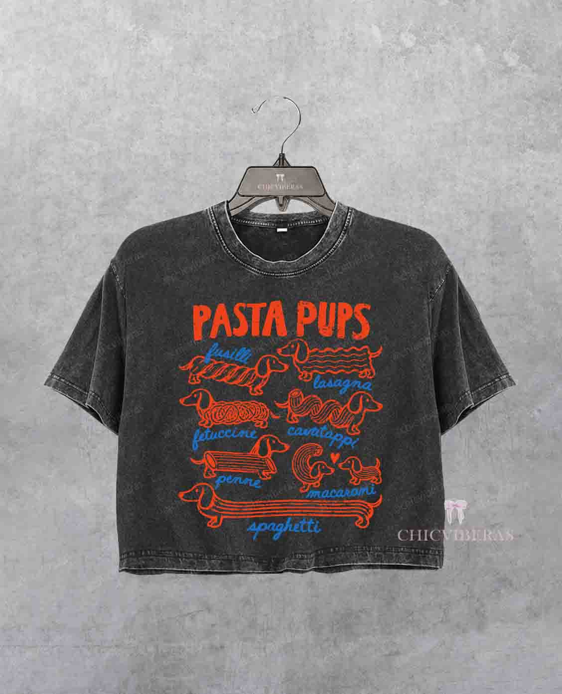 Pasta Pups Funny Dachshund Spagetti Crop Shirt