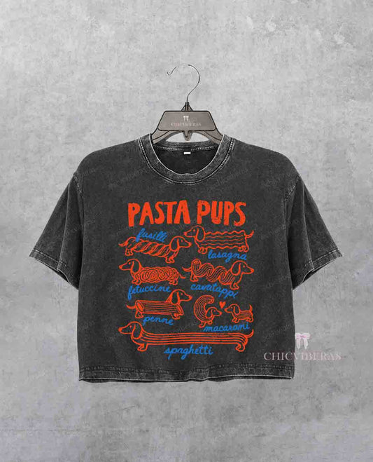 Pasta Pups Dachshund Crop Shirt