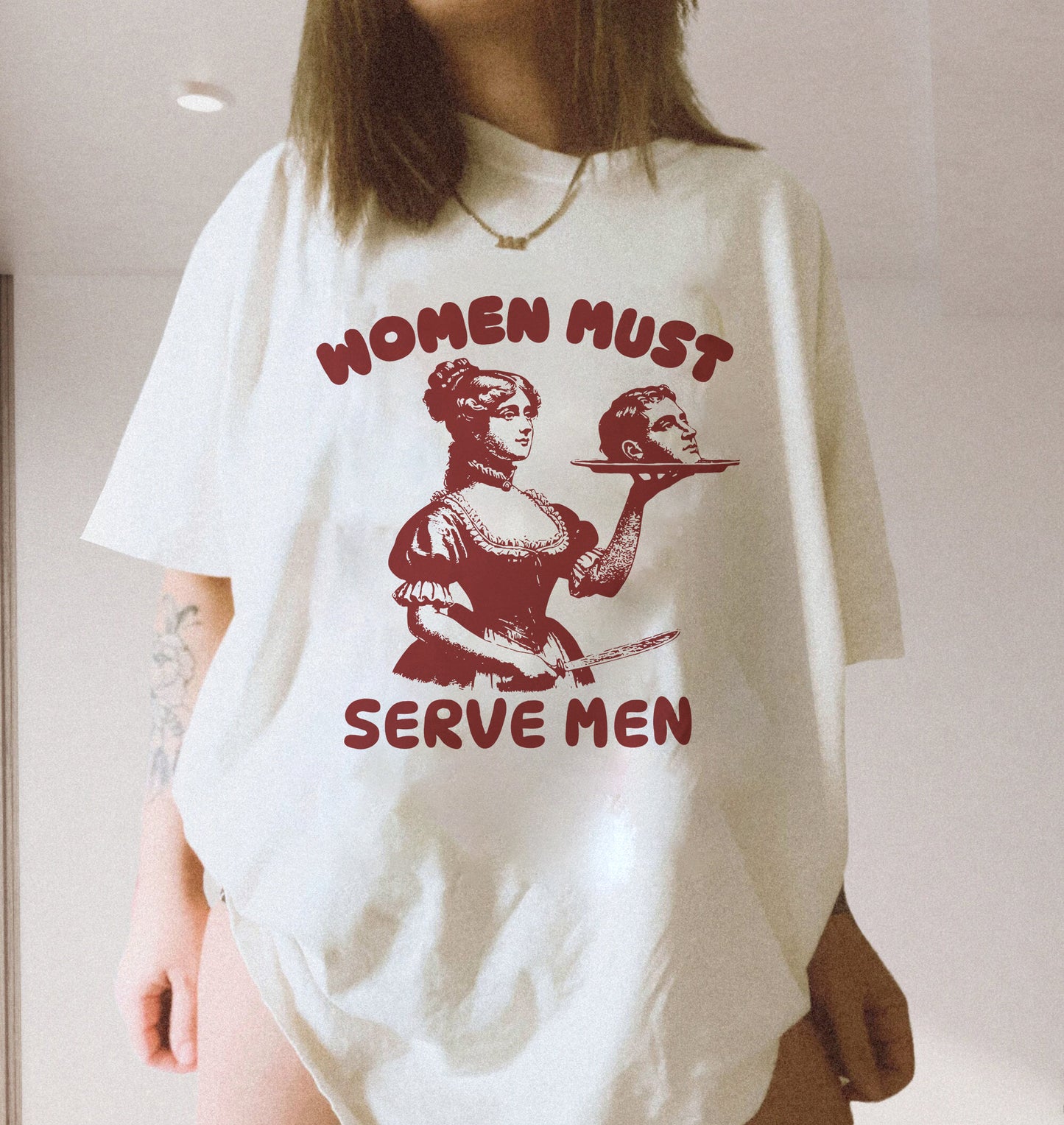 Women Must Serve Men Crop Shirt / Tee