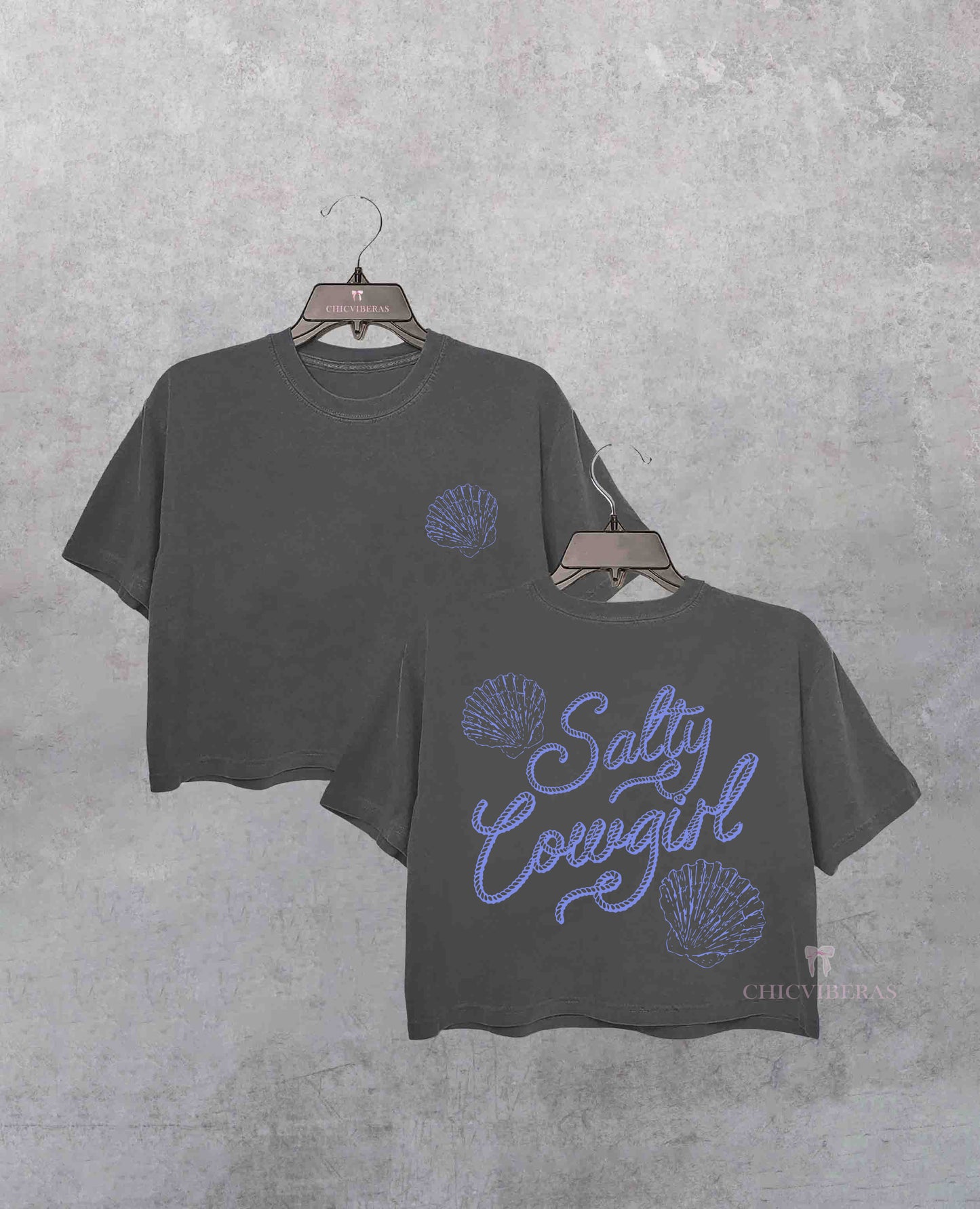 Salty Cowgirl Beachy Seaside Crop Shirt