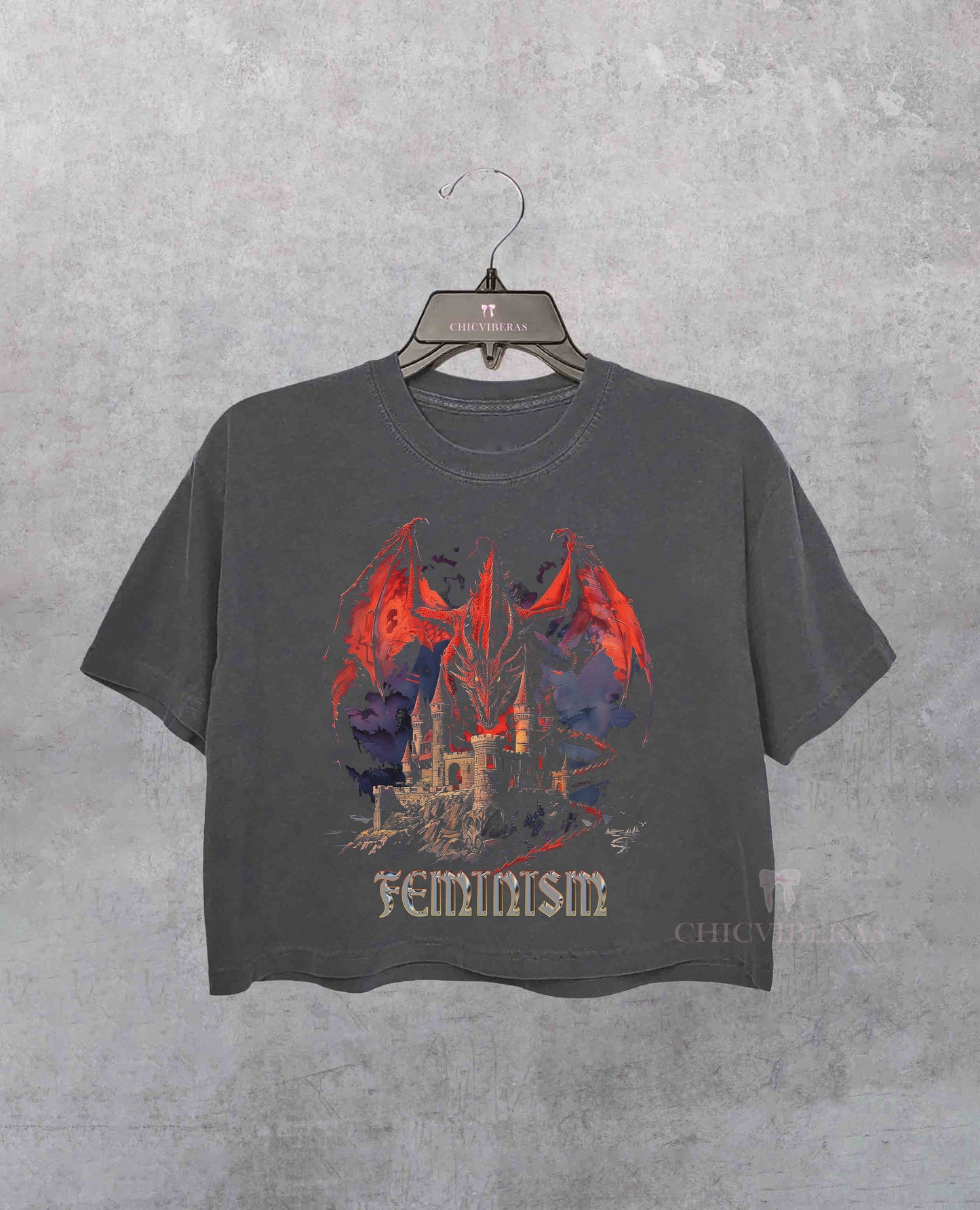 90s Feminism Dragon Fantasy Crop Shirt