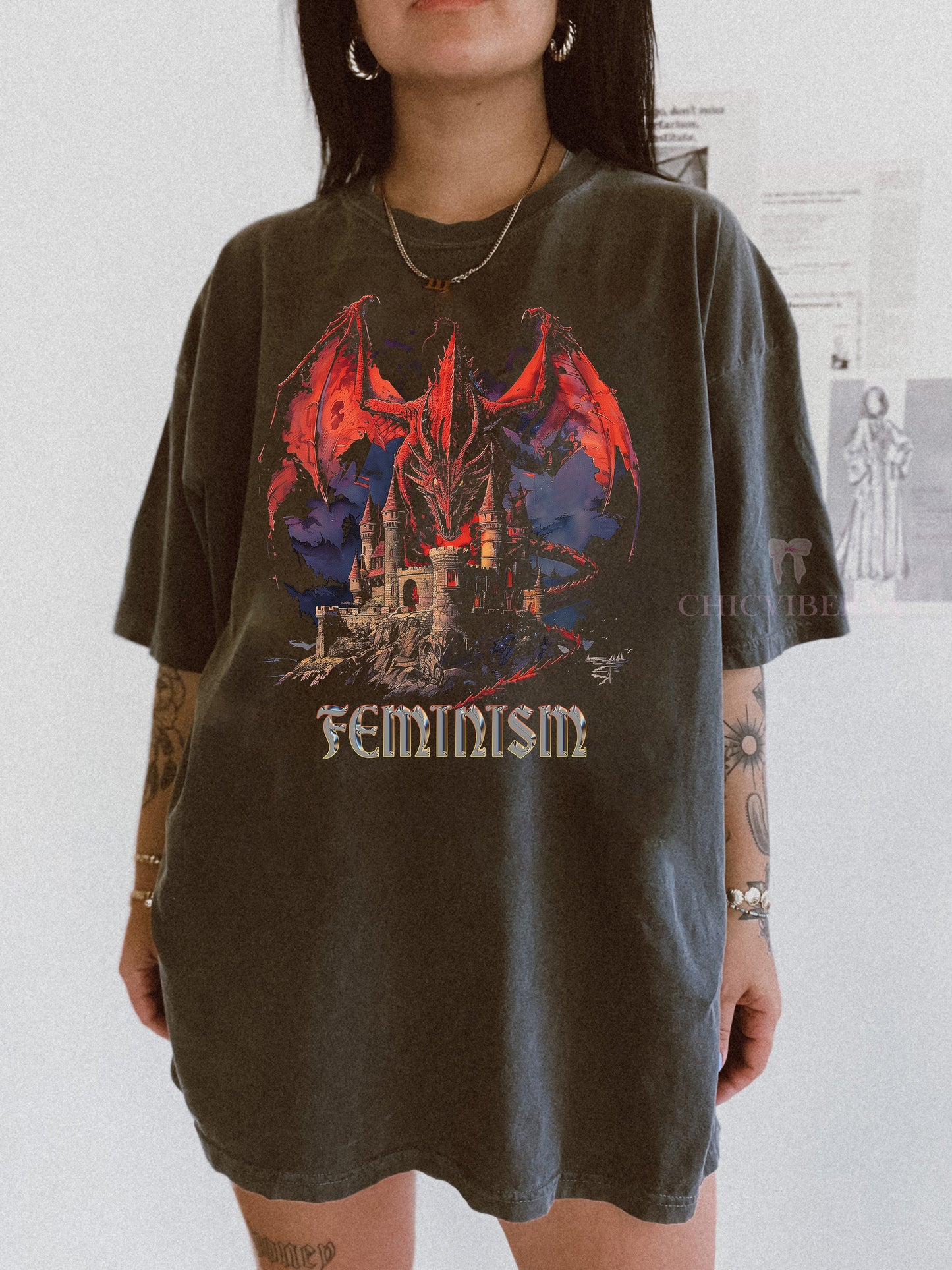 90s Feminism Dragon Fantasy Tee