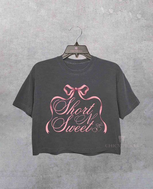 Short n' Sweet Bow Coquette Crop Shirt