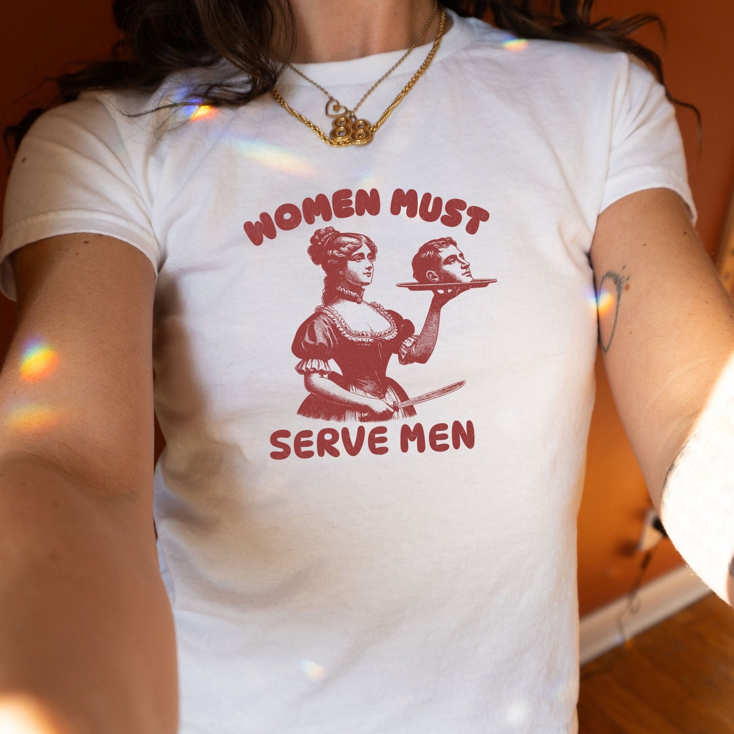 Women Must Serve Men y2k Baby Tee