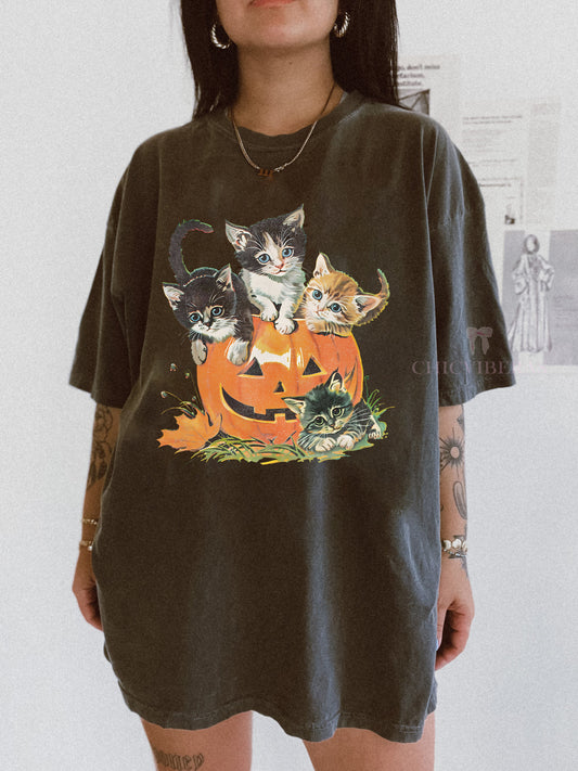 Cat Halloween Pumpkin Tee