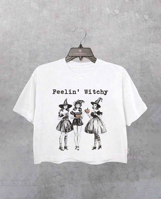 Witch Halloween Fleein' Witchy Crop Shirt