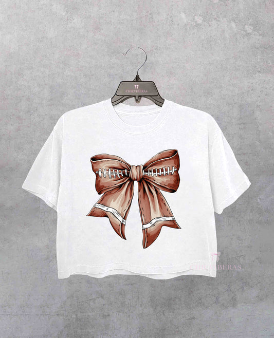 Gameday Football Coquette Bow Crop Shirt