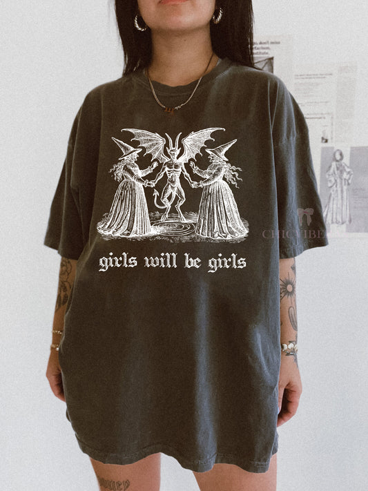 Spooky Witchy Girls will Be Girls Tee