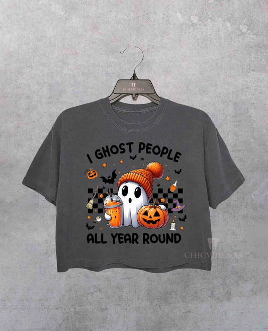 I Ghost People Halloween Crop Shirt