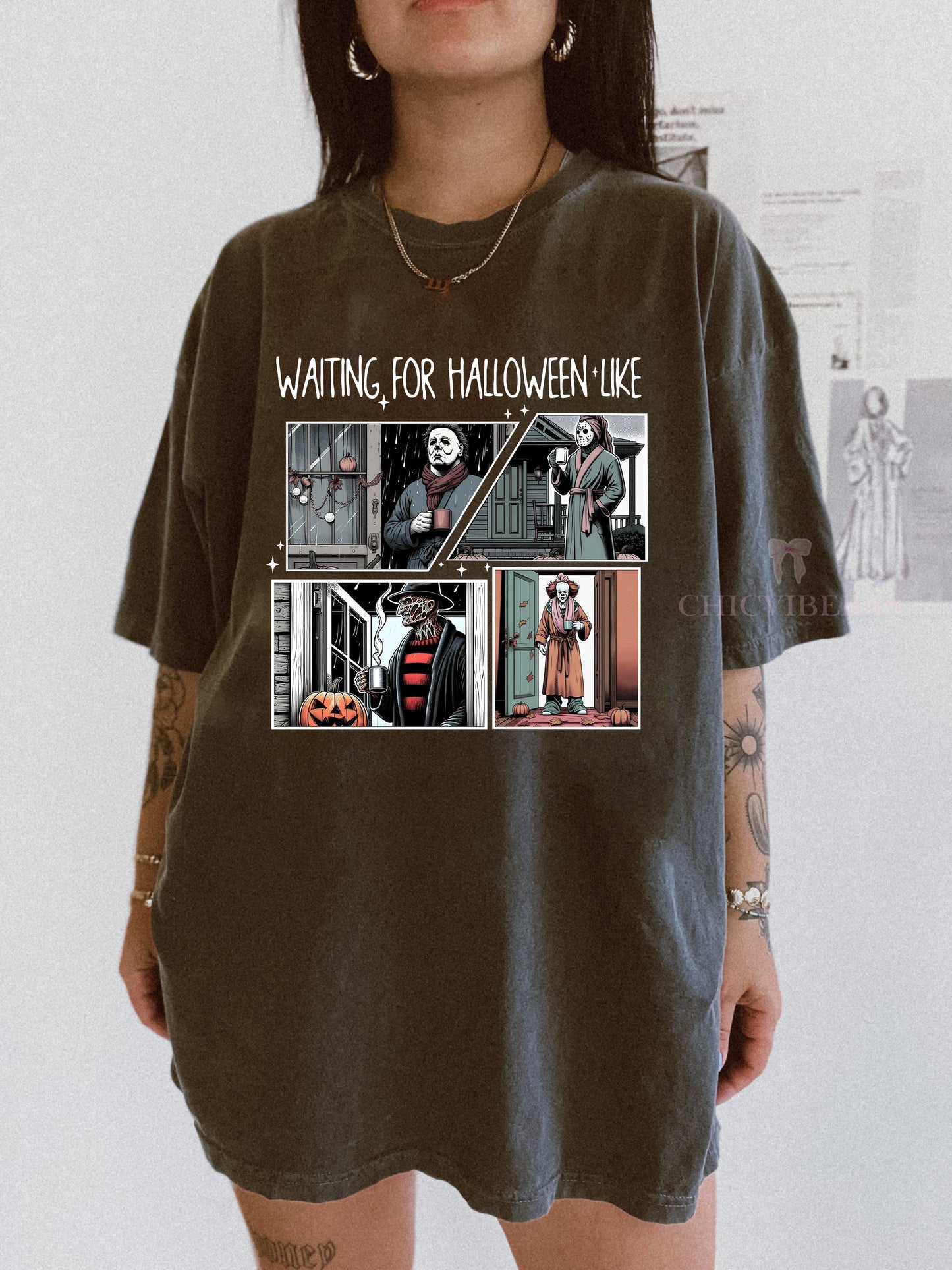 Waiting For Halloween Like Horror Movie Characters Tee