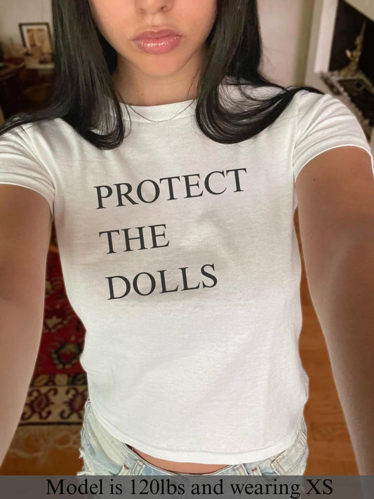 Protect The Dolls Y2K Style Baby Tee 90s Aesthetic y2k Baby Tee
