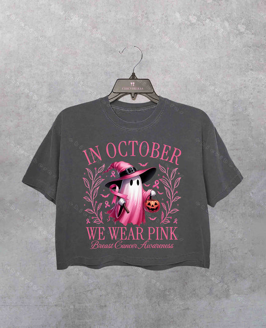 In October We Wear Pink Crop Shirt