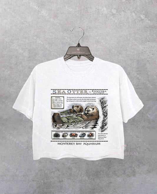 Sea Otters Monterey Bay Aquarium Crop Shirt