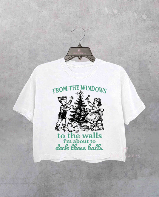 I'm About To Deck These Halls Funny Christmas Crop Shirt